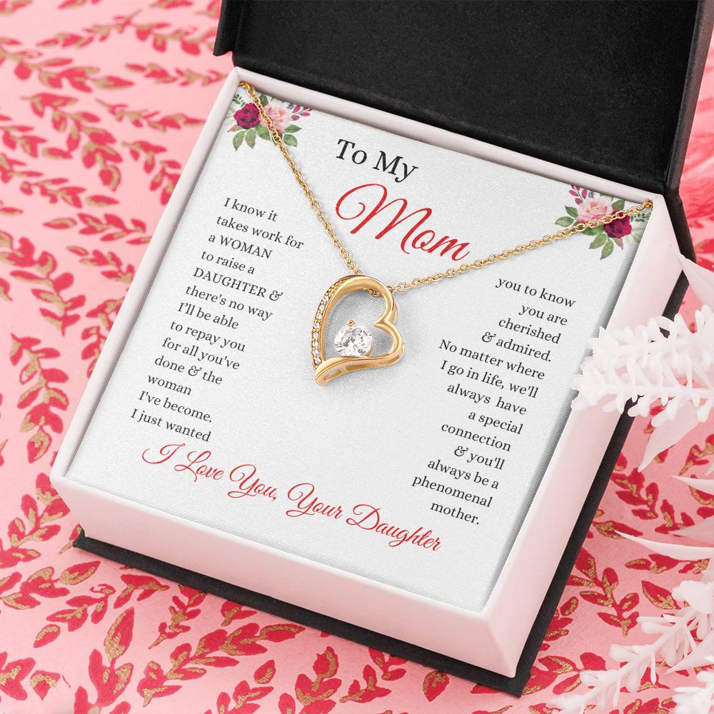 To My Mom - No Way I Can Repay You For All You've Done - Love From Daughter to Mother Forever Love Necklace