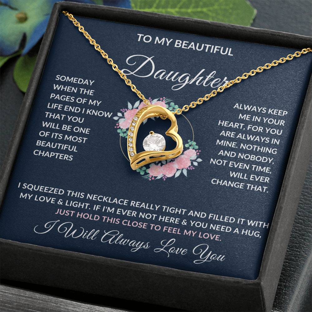 To My Beautiful Daughter Necklace from Mom or Dad | Special Gift for Daughter from Mom or Dad, Forever Love Necklace