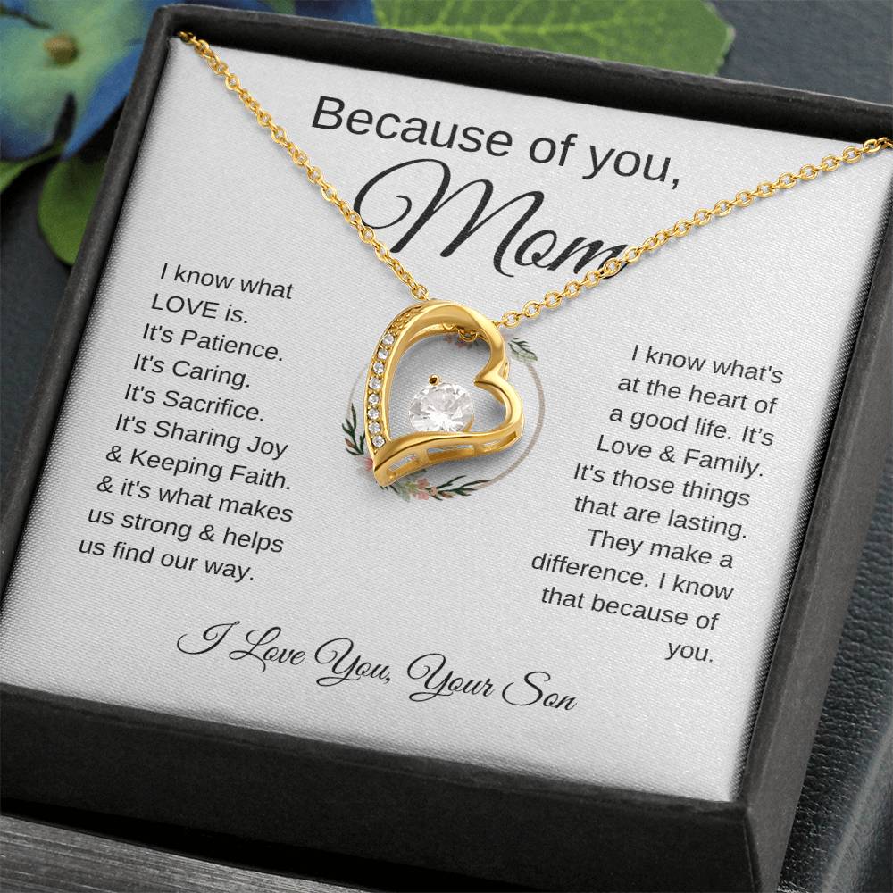 Because of You Mom | "I Know What Love Is" | Love From Son to Mother | Forever Love Necklace