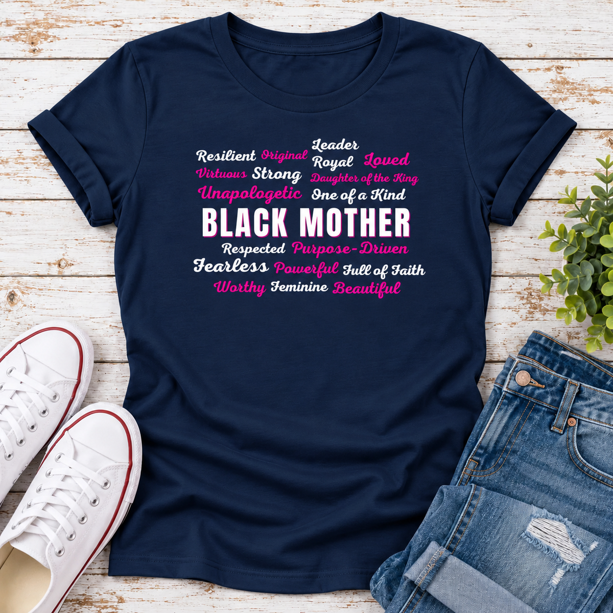 Black Mother Affirmation Ladies T-Shirt – Dark Tones