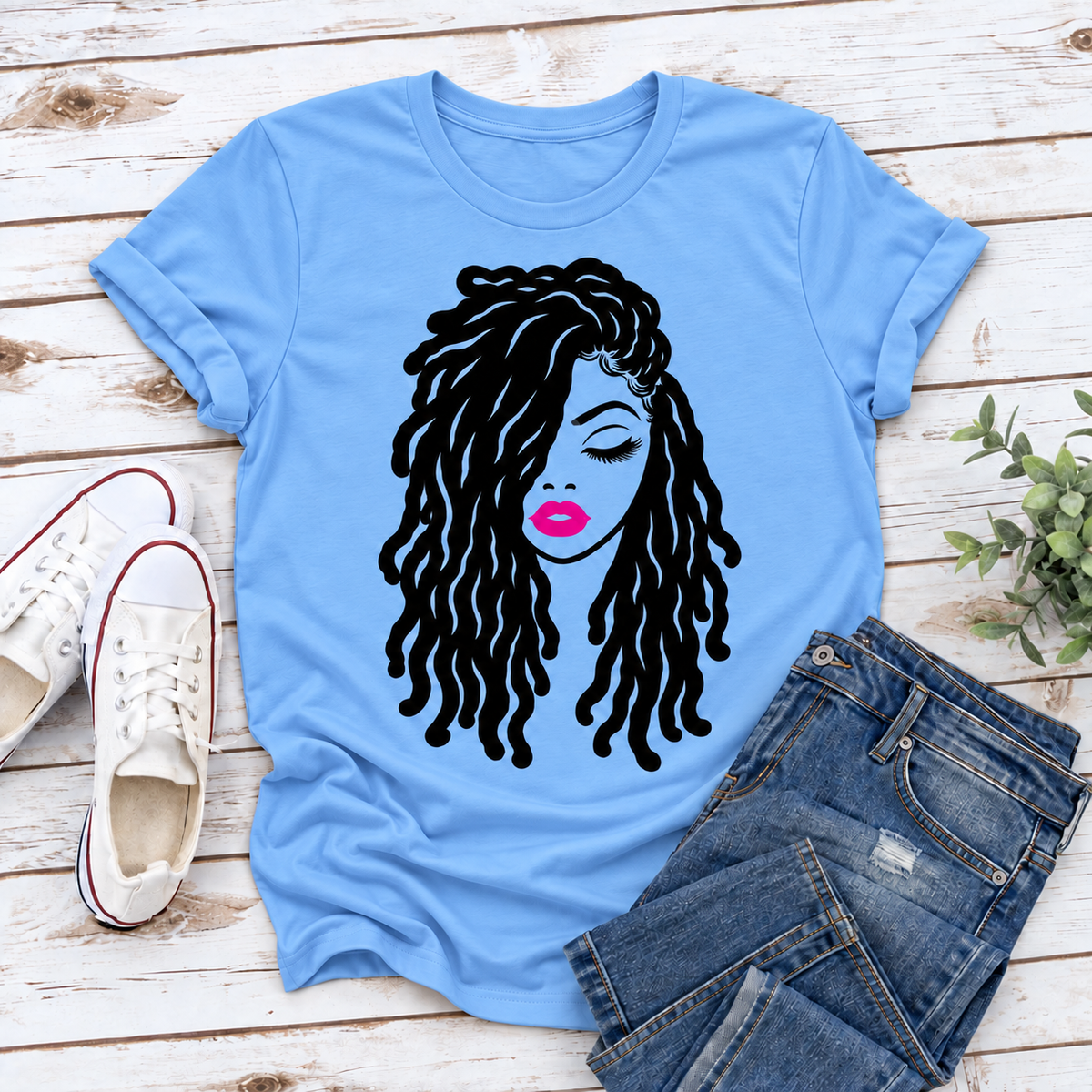 Locs Beauty Black Woman Ladies Fit T-Shirt