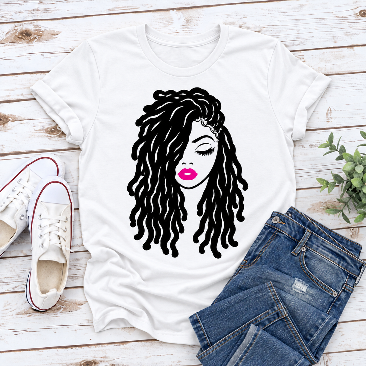 Locs Beauty Black Woman Ladies Fit T-Shirt