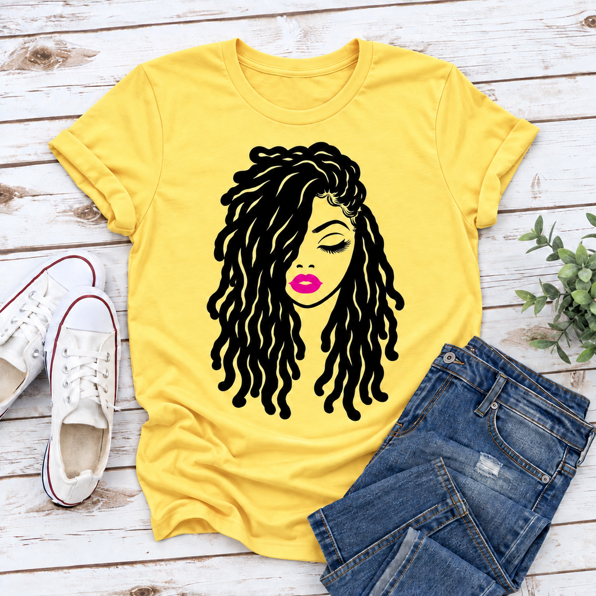 Locs Beauty Black Woman Ladies Fit T-Shirt