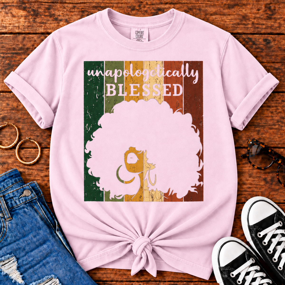 Unapologetically Blessed Comfort Colors Blossom T-shirt for Black women
