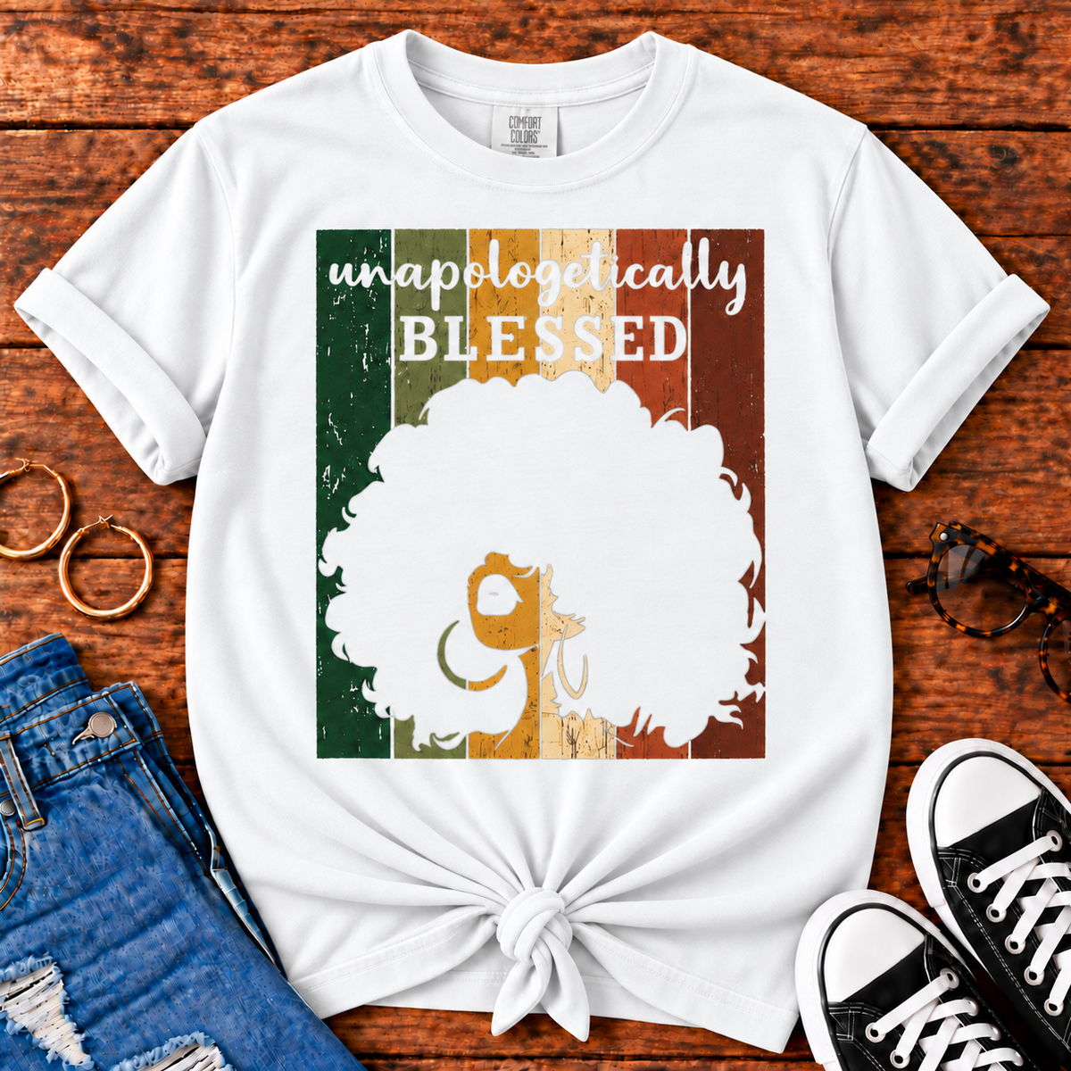 Unapologetically Blessed Comfort Colors White T-shirt for Black women