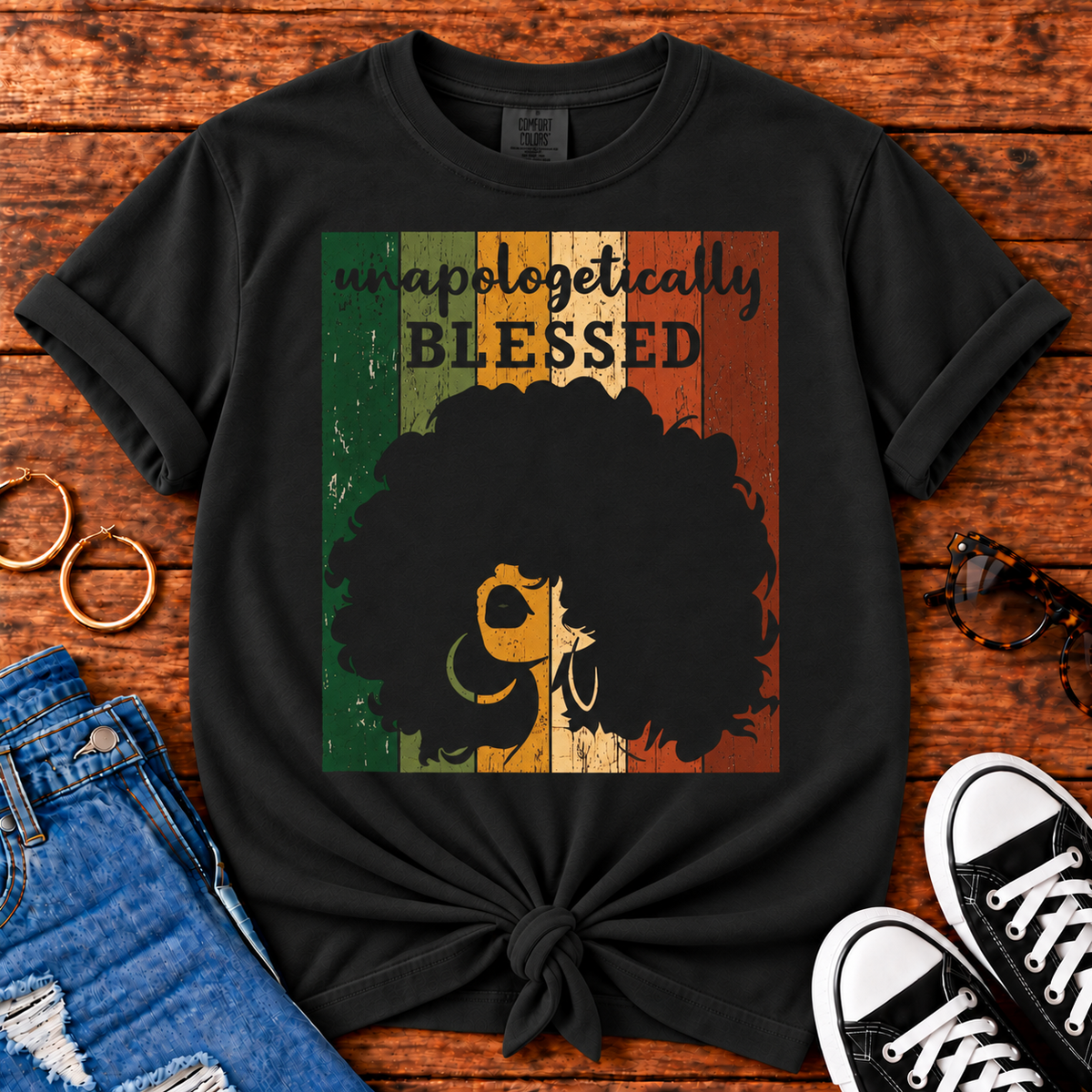 Unapologetically Blessed Comfort Colors Black T-shirt for Black women