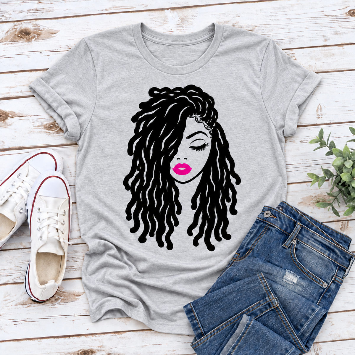 Locs Beauty Black Woman Ladies Fit T-Shirt