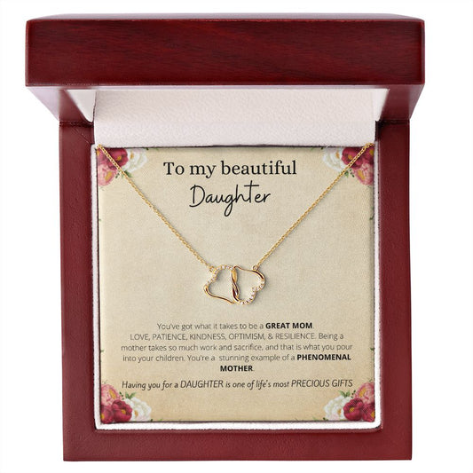 Stunning 10K Gold Pendant | To My Beautiful Daughter | Your A Great Mom & One Of Life's Most Precious Gifts